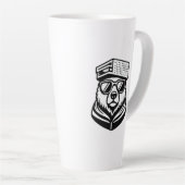 かわいいくておもしろいチーズおろし器の帽子をかぶった熊 カフェラテマグ (右アングル)