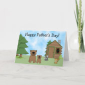 かわいいくまおよび小屋の父の日カード カード (正面)
