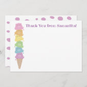 かわいいくまのアイスクリームのフラットパネルのサンキューカード サンキューカード (正面/裏面)