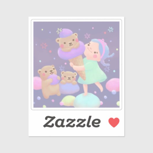 かわいいくまのアイスクリームイラスト シール (シート)