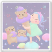 かわいいくまのアイスクリームイラスト シール (正面)