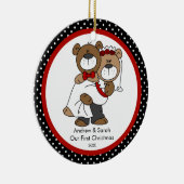 かわいいくまのカップル私達の初めてのクリスマスのオーナメント セラミックオーナメント (右)