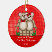 かわいいくまのカップル私達の初めてのクリスマスのオーナメント セラミックオーナメント (左)