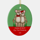 かわいいくまのカップル私達の初めてのクリスマスのオーナメント セラミックオーナメント (右)