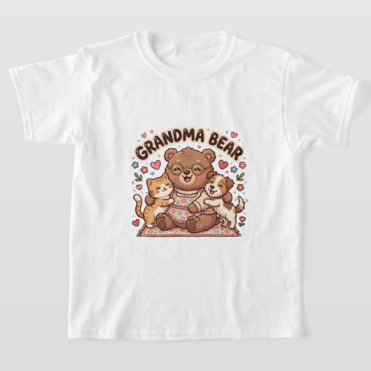  かわいいくまのハグ グランマベア Tシャツ (レイダウン)