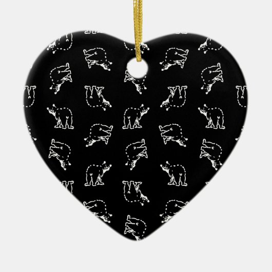 かわいいくまのヴィンテージくまの芸術動物のプリントパターン セラミックオーナメント (正面)