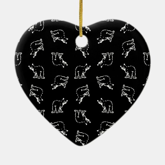 かわいいくまのヴィンテージくまの芸術動物のプリントパターン セラミックオーナメント (裏面)