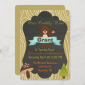 かわいいくまの森林誕生日のパーティの招待状4 招待状 (正面/裏面)