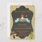 かわいいくまの森林誕生日のパーティの招待状4 招待状 (正面)