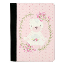 かわいいくまの花のリースおよびハート