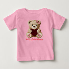 かわいいくまの赤ちゃんの最初のバレンタインのボディスーツTシャツ ベビーTシャツ