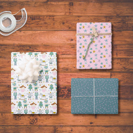 かわいいくるみクラッカーホリデーシーズンのパターン ラッピングペーパーシート