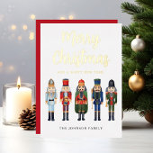 かわいいくるみクラッカーメリークリスマス金ゴールド 箔シーズンカード