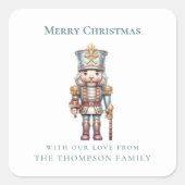 かわいいくるみクラッカー名メリークリスマス スクエアシール (正面)