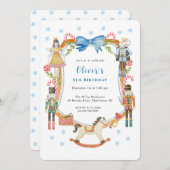 かわいいくるみ割りクリスマスガール誕生日 招待状 (正面/裏面)