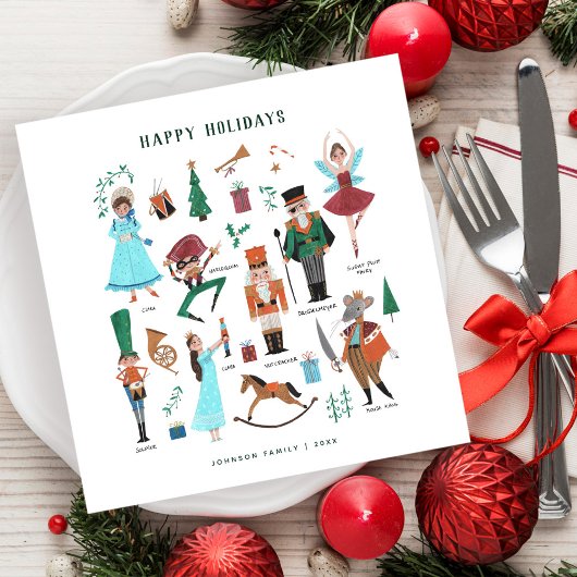 かわいいくるみ割りバレエのクリスマス スタンダードランチョンナプキン