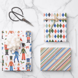 かわいいくるみ割りバレエパターンクリスマス ラッピングペーパーシート