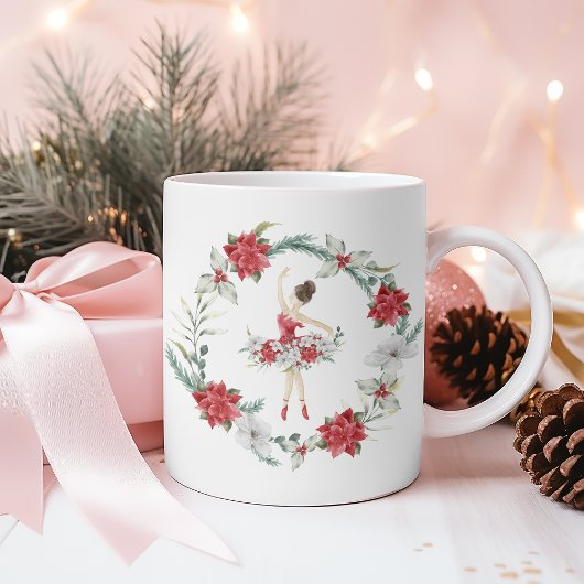 かわいいくるみ割りバレリーナのクリスマス コーヒーマグカップ