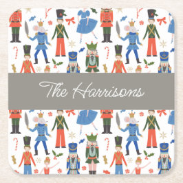 かわいいくるみ割りパーソナライズされたクリスマス スクエアペーパーコースター