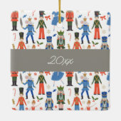 かわいいくるみ割りパーソナライズされたクリスマス セラミックオーナメント (裏面)