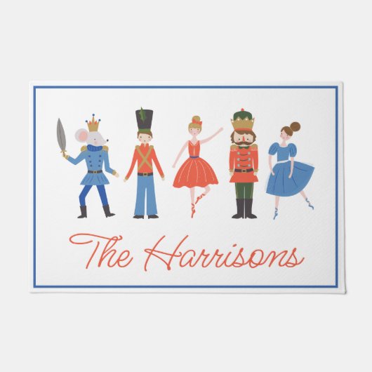 かわいいくるみ割りパーソナライズされたクリスマス ドアマット (正面)