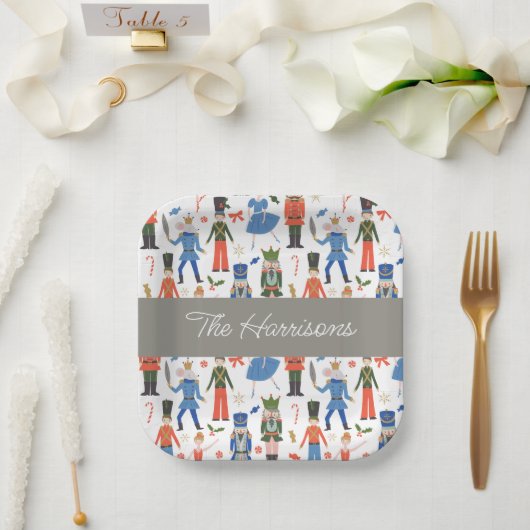 かわいいくるみ割りパーソナライズされたクリスマス ペーパープレート (ウェディング)