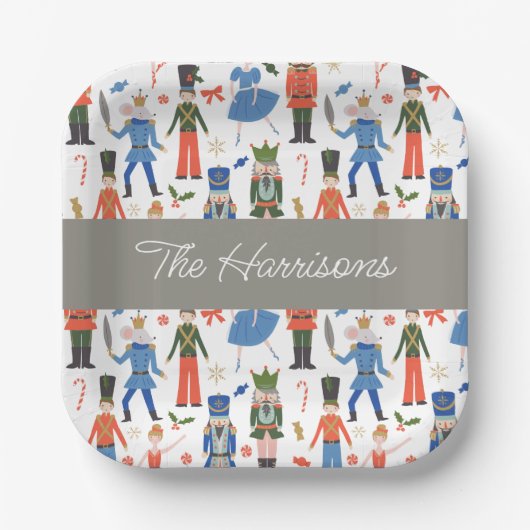 かわいいくるみ割りパーソナライズされたクリスマス ペーパープレート (正面)