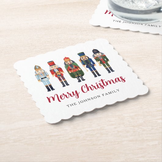 かわいいくるみ割り人形メリークリスマス ペーパーコースター (アングル)