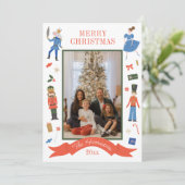 かわいいくるみ割り垂直フォトクリスマス シーズンカード (スタンド正面)