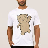 かわいいく手を振る笑顔のクマ Tシャツ (正面)