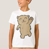 かわいいく手を振る笑顔の熊 Tシャツ (正面)