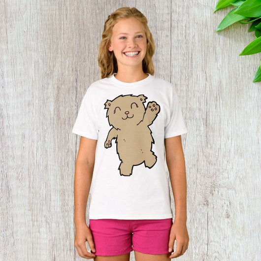 かわいいく手を振る笑顔の熊 Tシャツ