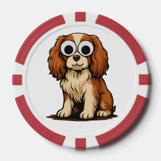 かわいいぐるぐる目子犬イラスト ポーカーチップ (正面)