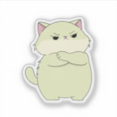 かわいいけど不機嫌な猫のビニールステッカー シール (正面)