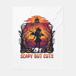 かわいいけど怖いハロウィンのコウモリ女子のかぼちゃのハロウィン装飾 フリースブランケット