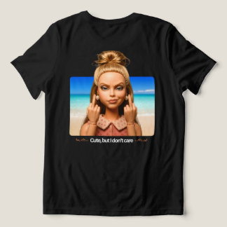 かわいいけど気にしない面白いビーチのミームTシャツ トライブレンドTシャツ
