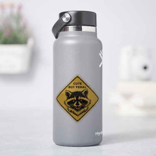かわいいけど野生のアライグマ注意看板 シール (HydroFlask)