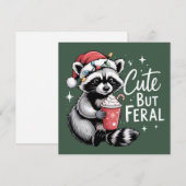 かわいいけど野生のクリスマス ラクーン 面白い動物 シーズンカード (正面/裏面)