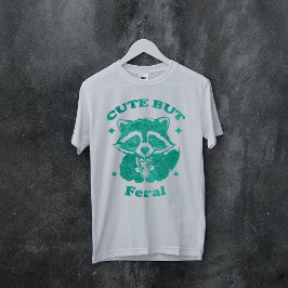 かわいいけど野生の面白いアライグマの水彩画 Tシャツ