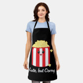 かわいいけれどコニー色のポップコーン漫画 エプロン (着用した状態)