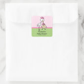 かわいいこうのとりの女の赤ちゃんのベビーシャワー スクエアシール (バッグ)