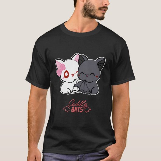 かわいいこうもりかわいい子 – かわいいこうもり漫画 Tシャツ (正面)