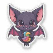 かわいいこうもりとカラフル棒つきキャンデー シール (正面)