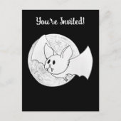 かわいいこうもりとフルムーンハロウィーン ポストカード (正面)