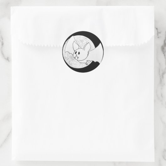 かわいいこうもりとフルムーンハロウィーン ラウンドシール (バッグ)