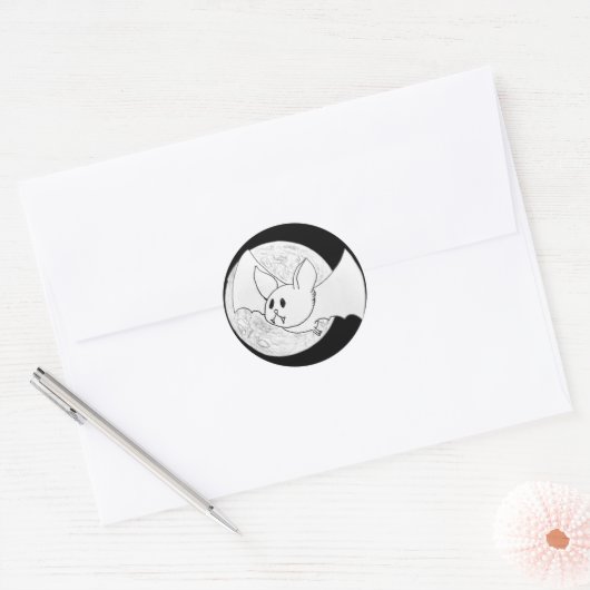 かわいいこうもりとフルムーンハロウィーン ラウンドシール (封筒)