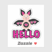 かわいいこうもりと文字こんにちは シール (シート)