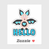 かわいいこうもりと文字こんにちは シール (シート)