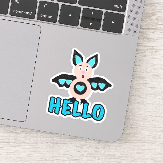 かわいいこうもりと文字こんにちは シール (詳細)