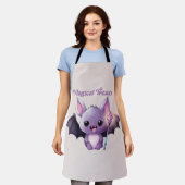 かわいいこうもりと魔法のおすすめ エプロン (着用した状態)